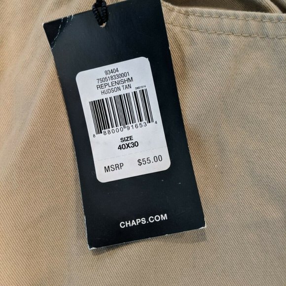 NWT Chaps Twill Khakis Hudson Tan Flat Front - Picture 6 of 10